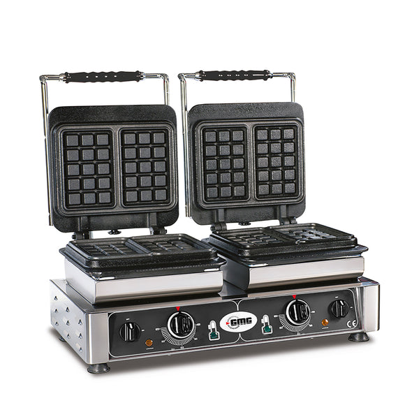 GMG Waffeleisen Bruxelles, 4x (10,2 x 16,4 x 2,6cm), Wechselbare Backplatte & einfache Montage, 50° bis 300°C, Leichte R