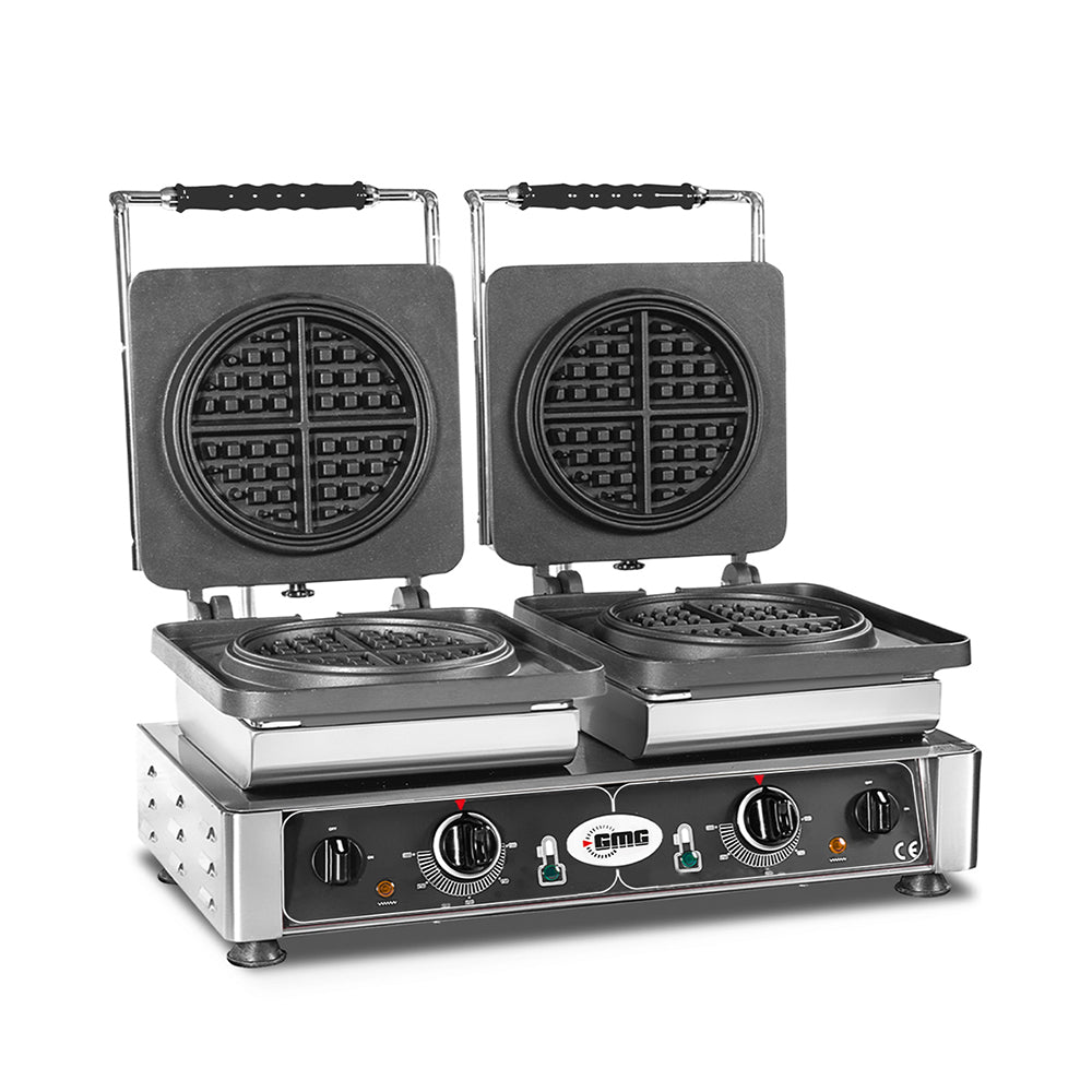 GMG Waffeleisen American, 2x (Ø16 x 1,5cm), Wechselbare Backplatte & einfache Montage, 50° bis 300°C, Leichte Reinigung