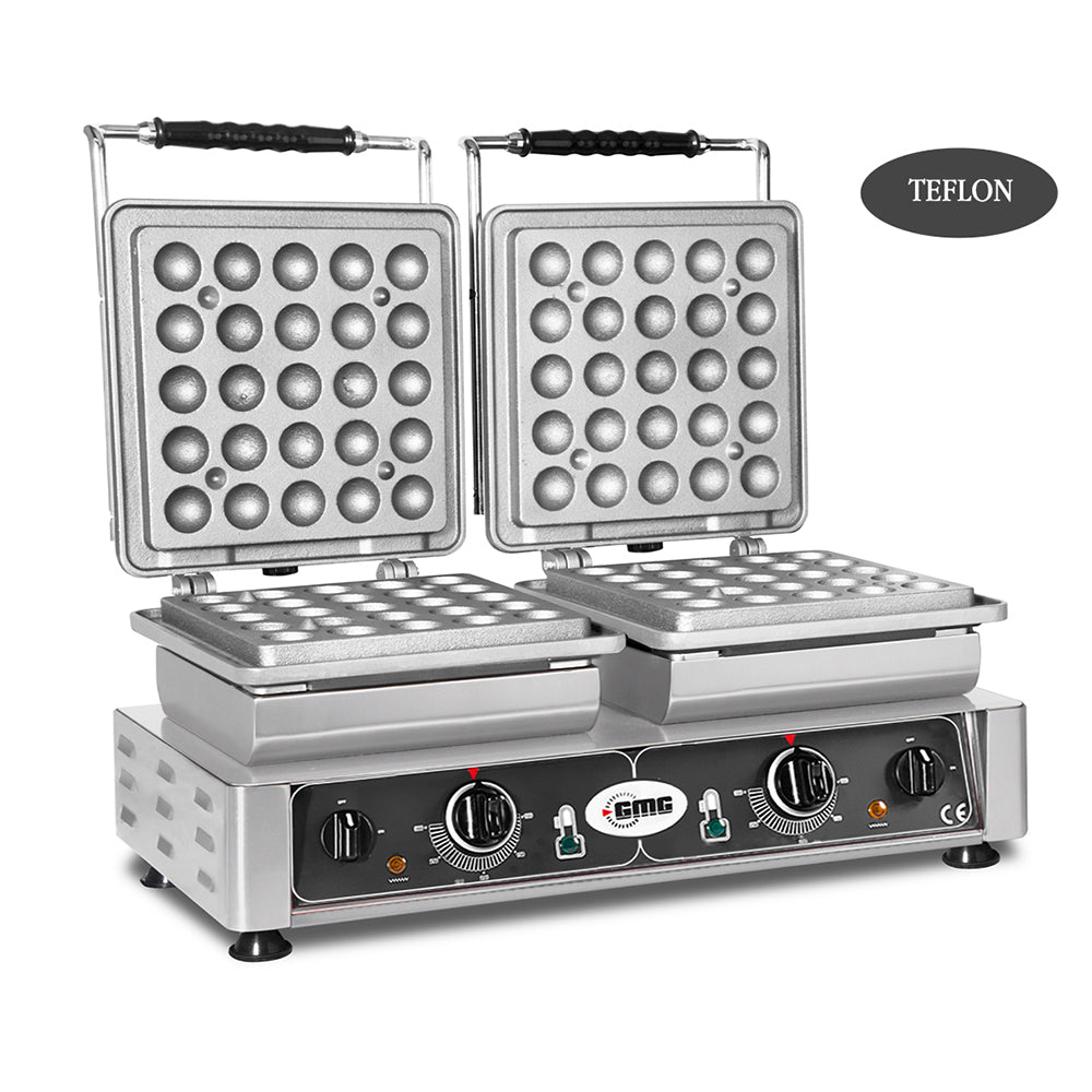 GMG Waffeleisen Lokmia-D, 2x (25 x 3,5cm Ø x 1,7cm/3,4cm), Wechselbare Backplatte & einfache Montage, 50° bis 300°C, Lei