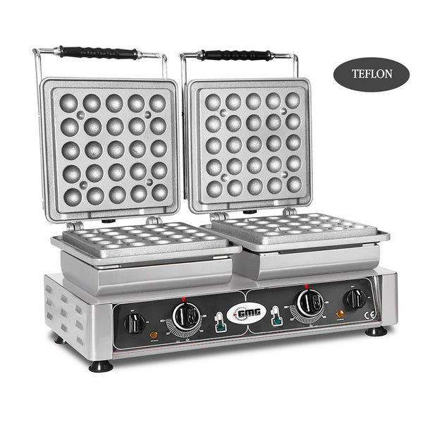 GMG Waffeleisen Lokmia-D, 2x (25 x 3,5cm Ø x 1,7cm/3,4cm), Wechselbare Backplatte & einfache Montage, 50° bis 300°C, Lei