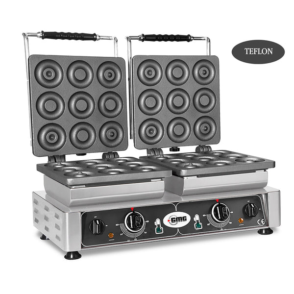 GMG Waffeleisen Donato, 2x (9x 8cm x 1,4cm/2,8cm), Wechselbare Backplatte & einfache Montage, 50° bis 300°C, Leichte Rei