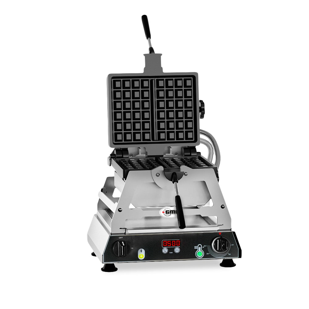 GMG Waffeleisen Rondo, 2x (10,8 x 17,4 x 1,4cm), Wechselbare Backplatte aus Gusseisen, 180° drehbar, 50° bis 300°C, Gehä
