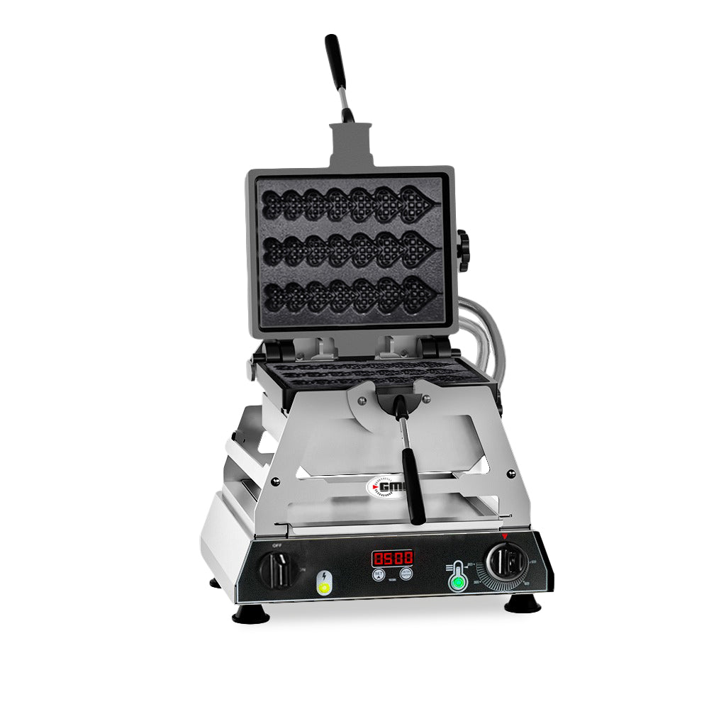 GMG Waffeleisen Rondo, 3x (6 x 20 x 1,4cm), Wechselbare Backplatte aus Gusseisen, 180° drehbar, 50° bis 300°C, Gehäuse E