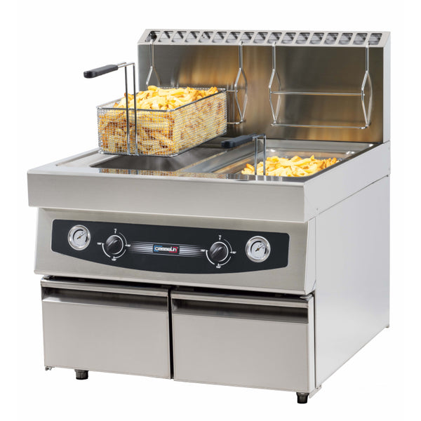 Gas-Fritteuse mit Ablasshahn 2 x 17 Liter