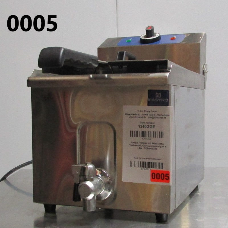Elektro-Fritteuse mit Ablasshahn, Tischmodell, Ölfassungsvermögen 8 Liter - GEBRAUCHT