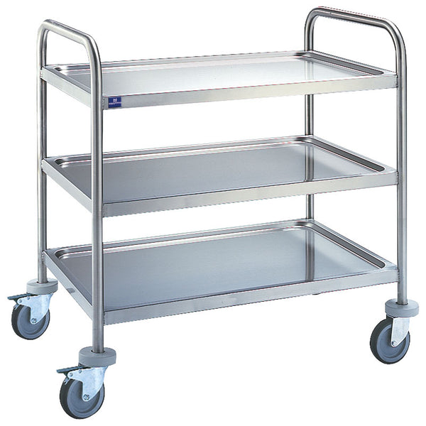 Service-Wagen in Edelstahl mit 3 Ebenen 780x430 mm
