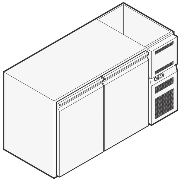 Getränkekühltheke mit 2 Türen, 1510x590 mm, +2°/+10°C