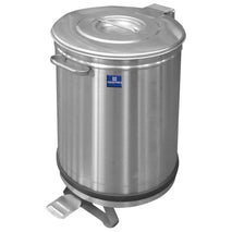 Abfalleimer in Edelstahl auf Rädern mit Fußbedienung, 90 Liter