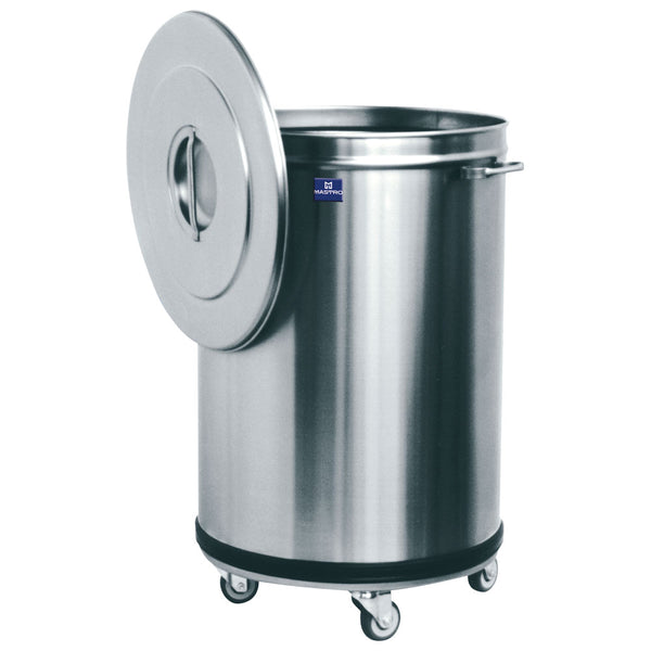 Abfalleimer in Edelstahl auf Rädern, 50 Liter