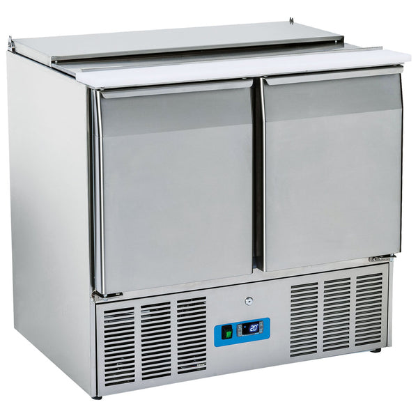 Saladette mit 2 Türen GN 1/1 und Deckel, 6x GN 1/3 + 2x GN 1/4 h=150 mm, +2°/+10°C