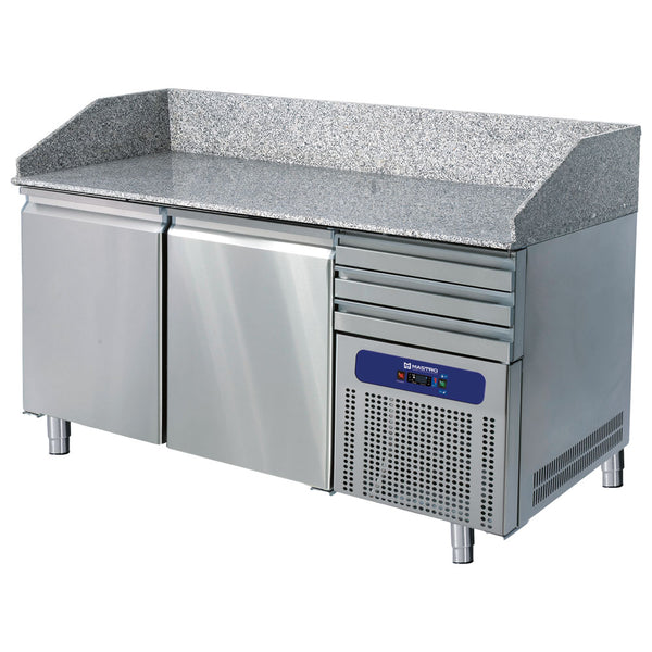 Pizzatisch 1600 mm mit 2 Türen 600x400 mm, 3 Schubladen EN