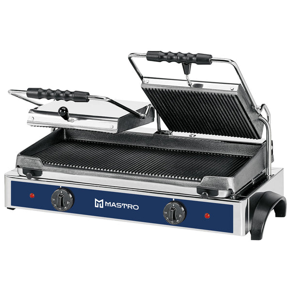 Kontaktgrill mit 2 Gusseisenplatten, gerillt/gerillt, 550x245 mm