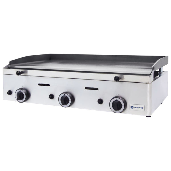 Gas-Grillplatte mit 3 Grillzones, Tischmodell, glatte Platte - LPG