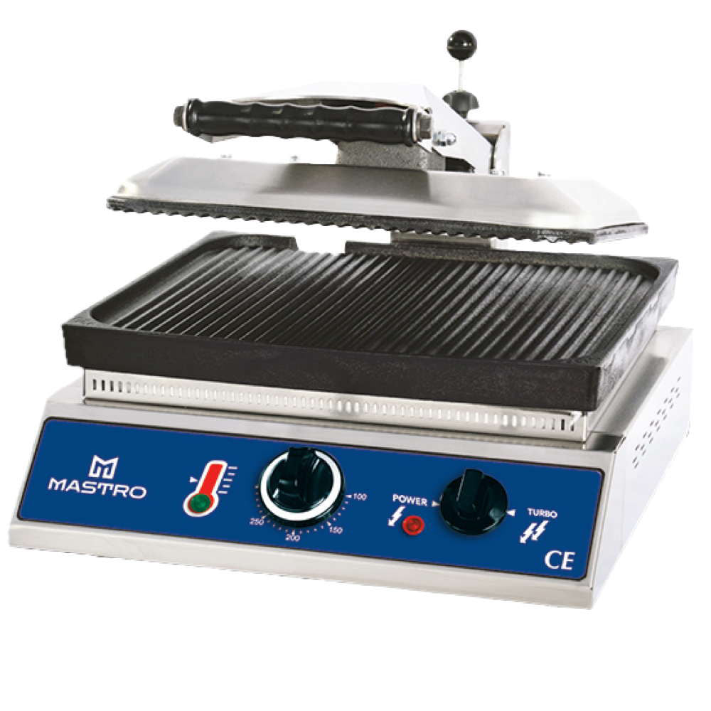 Kontaktgrill mit gerillten Gusseisen-Platten, untere Grillplatte 350x350 mm