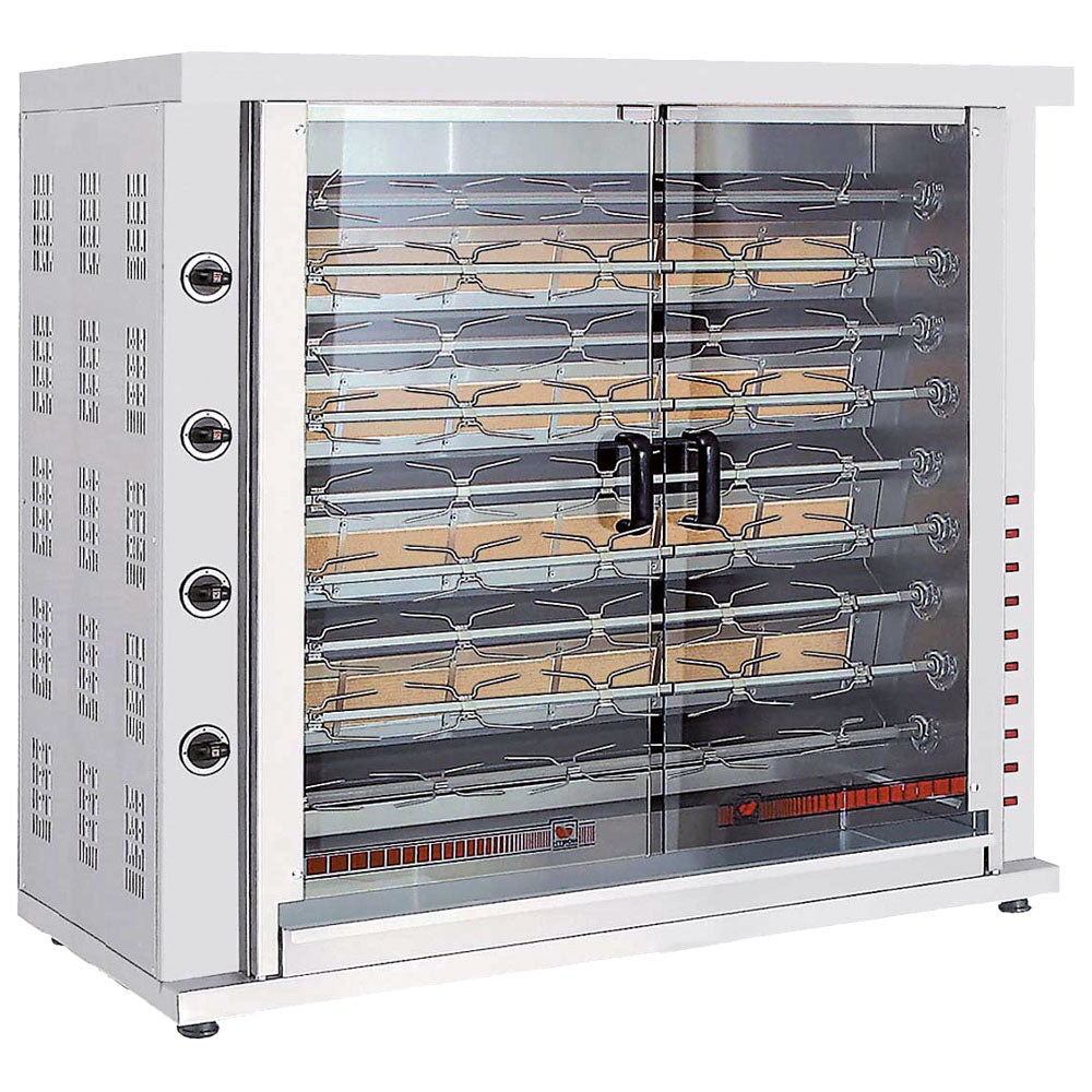 Gas-Hähnchengrill mit Beleuchtung, 9 Spieße für 36-45 Hähnchen