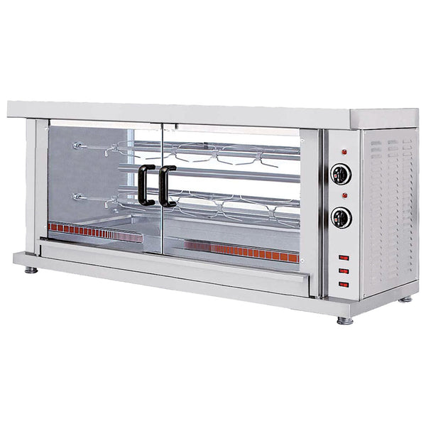 Elektro-Hähnchengrill mit Beleuchtung, 2 Spieße für 8-10 Hähnchen