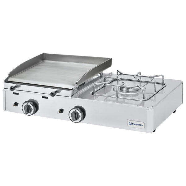Gas-Kombigrillplatte mit 1 Grillzone und 1 Gasbrenner, Tischmodell - LPG