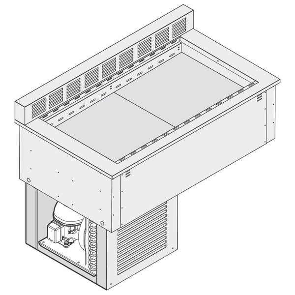 Kühlwanne mit hinterem Diffusor, mit Kühlaggregat, 4x GN 1/1