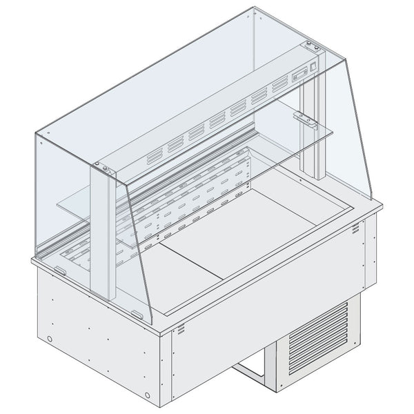 DELI Umluft-Kühltheke mit 1 Zwischenboden, mit Kühlaggregat, kundenseitig geschlossen, 2x GN 1/1