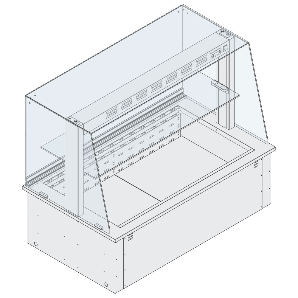 DELI Umluft-Kühltheke mit 1 Zwischenboden, für Zentralkühlung, kundenseitig geschlossen, 3x GN 1/1