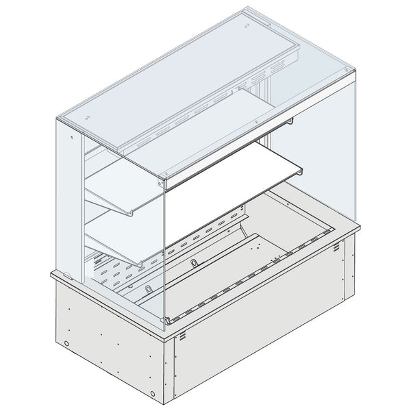 Wandkühlvitrine 2-etagig mit eckiger Verglasung auf Umluft-Kühlwanne, für Zentralkühlung, 5x GN 1/1