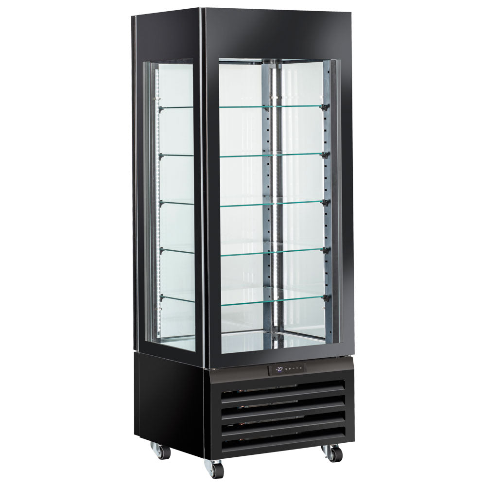 Tiefkühlvitrine für Speiseeis mit Umluftkühlung und 5 Glasböden, 700 mm, -22°/+5°C - Schwarz