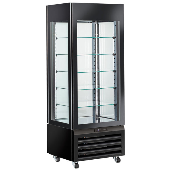 Tiefkühlvitrine für Speiseeis mit Umluftkühlung und 5 Glasböden, 700 mm, -22°/+5°C - Schwarz