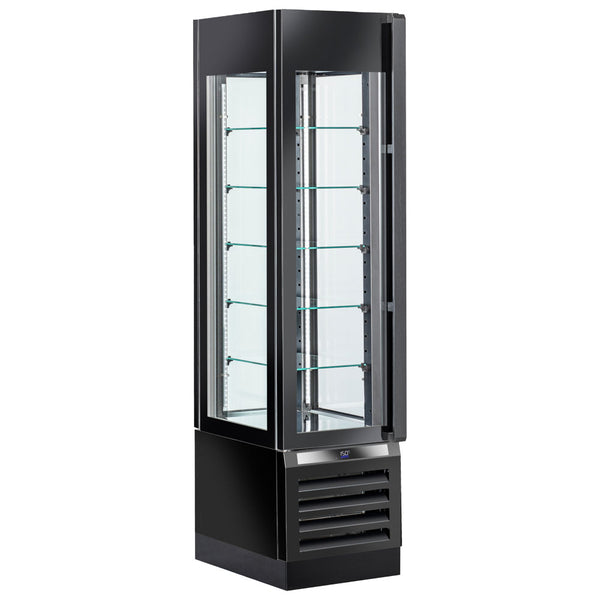 Kühlvitrine für Schokolade mit Umluftkühlung und 5 Glasböden, 450 mm, +15°/+18°C - Schwarz