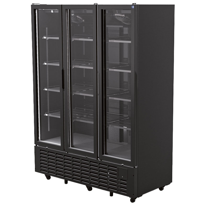 Getränkekühlvitrine 1491 Liter mit 3 Glastüren, 12 Rosten, +1°/+9°C - Schwarz