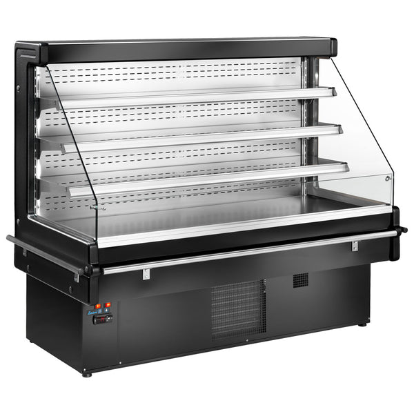 Kühltheke für Selbstbedienung mit 3 Regalböden, Umluft, Wandmodell, +2°/+ 4°C, B=1500 mm - Schwarz