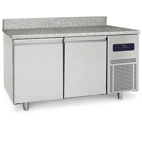Bäckereitiefkühltisch 2 türig 600x400 mm mit Granitarbeitsplatte mit Aufkantung, -10°/-25°C