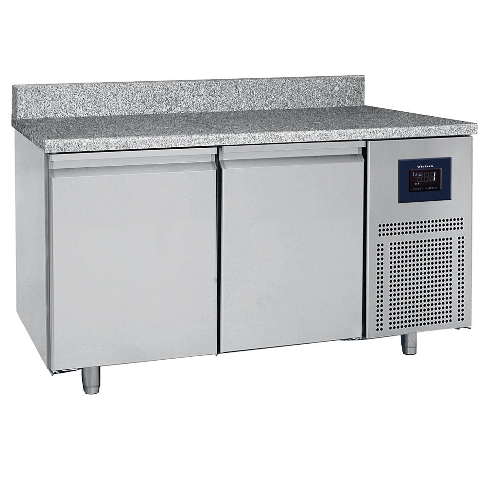 Bäckereitiefkühltisch 2-türig 600x400 mm, Granitarbeitsplatte mit Aufkantung, -10°/-22°C - WiFi