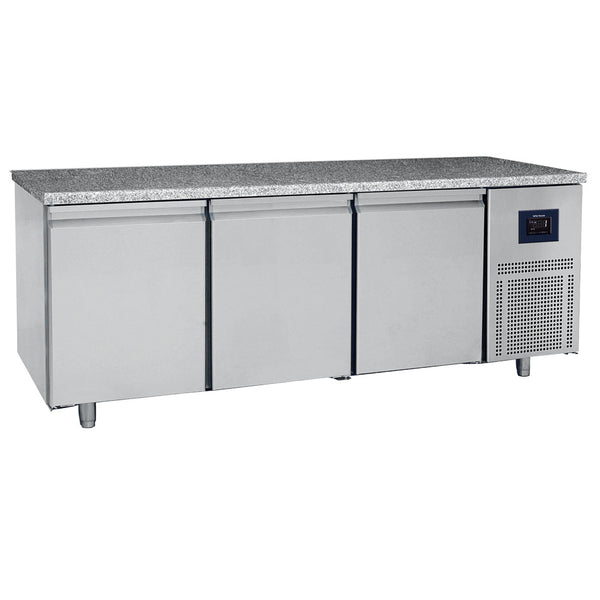 Bäckereikühltisch 3-türig 600x400 mm, Granitarbeitsplatte, -2°/+8°C - WiFi