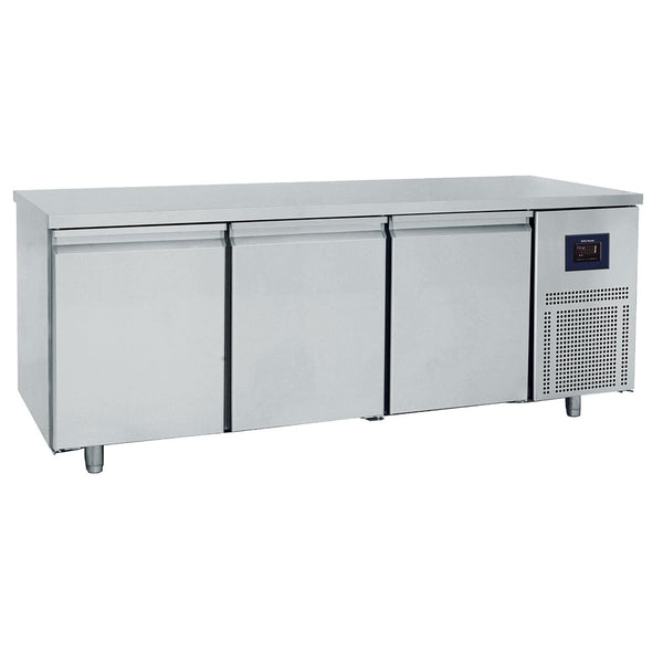 Bäckereikühltisch 3-türig 600x400 mm, Edelstahlarbeitsplatte, -2°/+8°C - WiFi