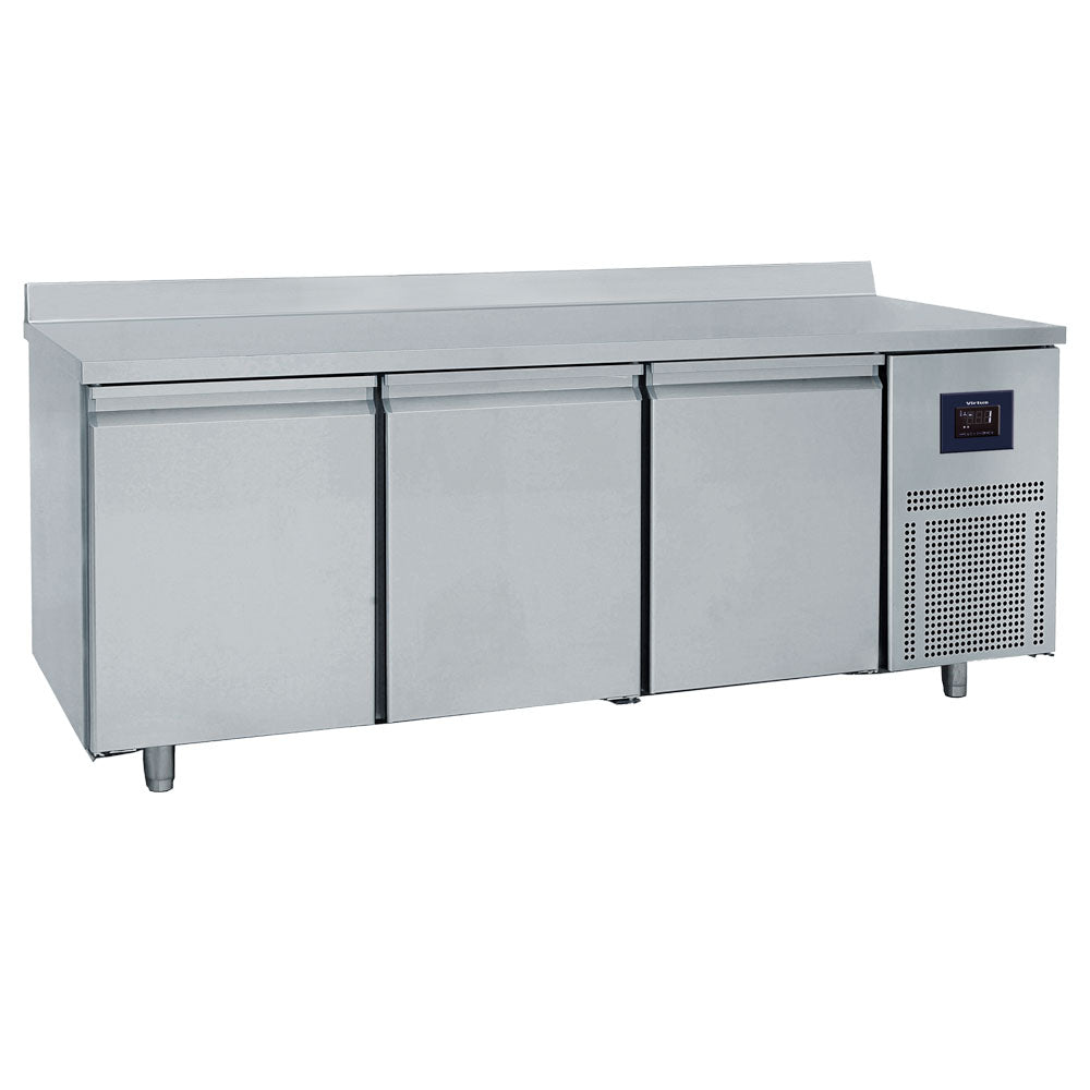 Bäckereitiefkühltisch 3-türig 600x400 mm, Edelstahlarbeitsplatte mit Aufkantung, -10°/-22°C - WiFi