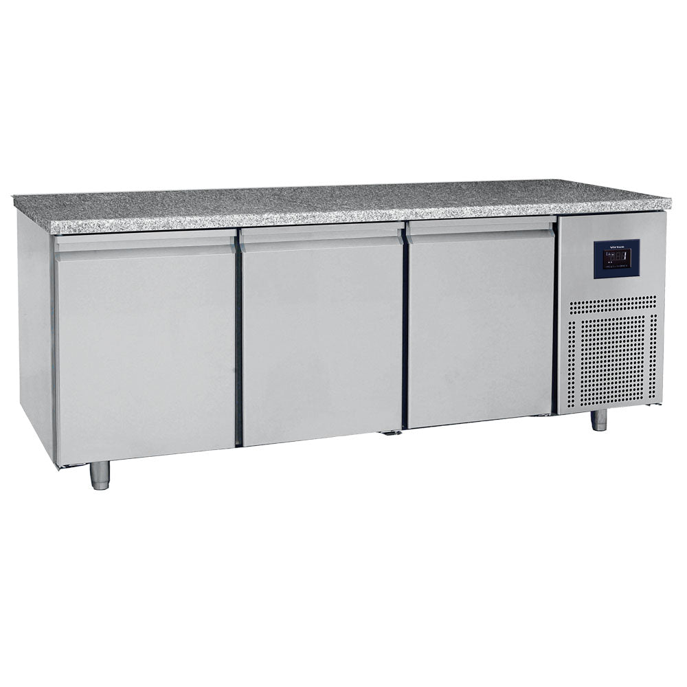 Bäckereitiefkühltisch 3-türig 600x400 mm, Granitarbeitsplatte, -10°/-22°C - WiFi