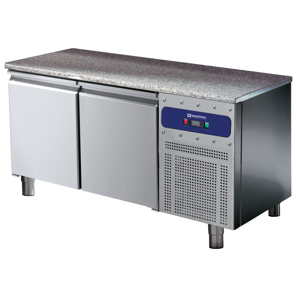 Bäckereikühltisch 2 Türen 600x400 mm, Granitarbeitsplatte, -2°/+8°C