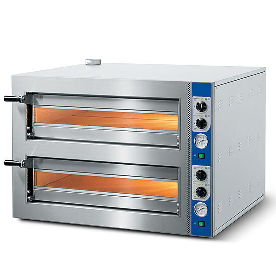 Elektro-Pizzaofen für 4+4 Pizzen ø 350 mm, mechanische Bedienung