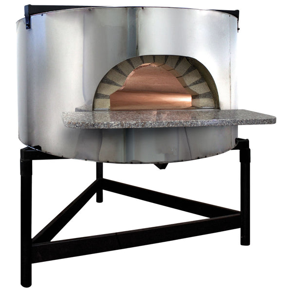 Holz-Pizzaofen mit  Edelstahlfassade, Backplatte ø 1450 mm, Kapazität 8/10 Pizzen