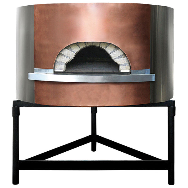 Holz-Pizzaofen mit Kupferfassade, Backplatte ø 1100 mm, Kapazität 4/5 Pizzen