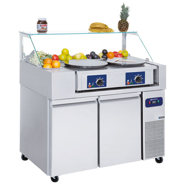 Kühl-Vorbereitungstisch 2 Türen GN 1/1 mit Glasaufsatz, 9x GN 1/6 H=150 mm, -2°/+8°C