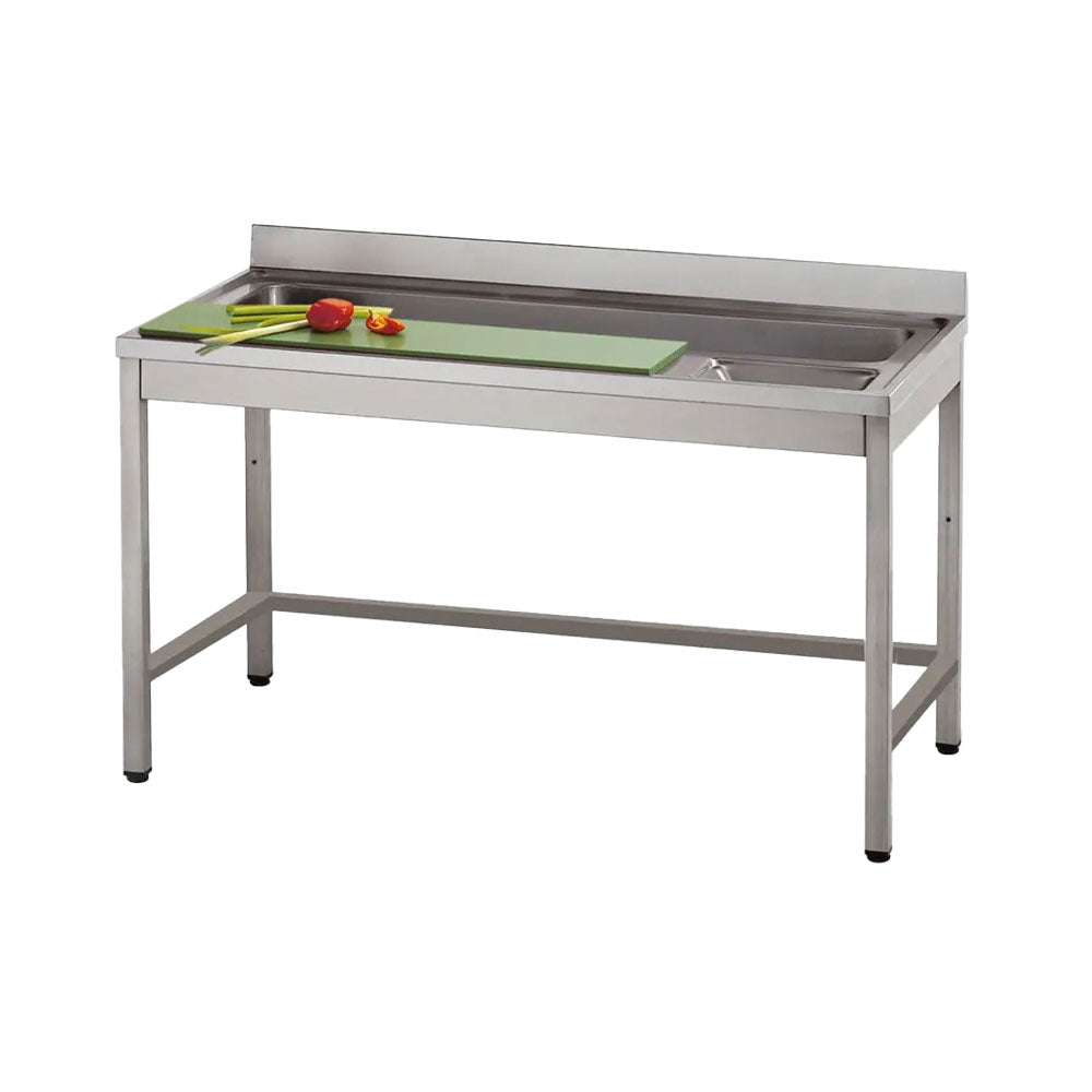 Vorbereitungstisch für Gemüse mit Schneidbrett und Becken, L=1400 mm