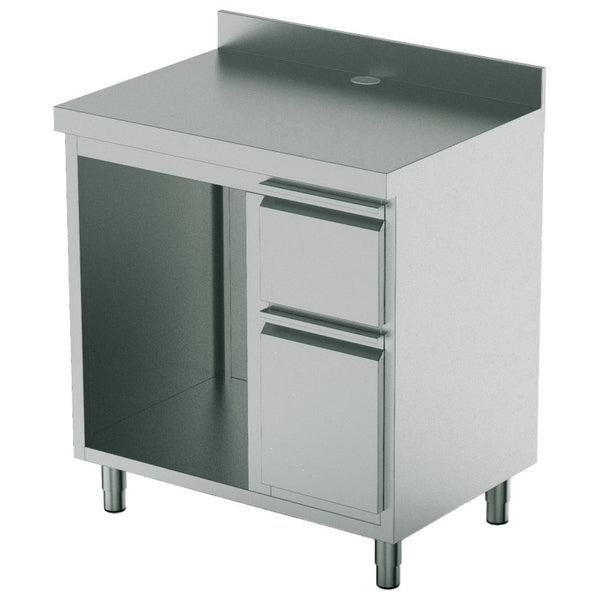 Kaffeemaschinentheke 1000x700 mm mit Schublade, Kaffeesatzschublade, Abfallbehälter, 1 Gerätefach