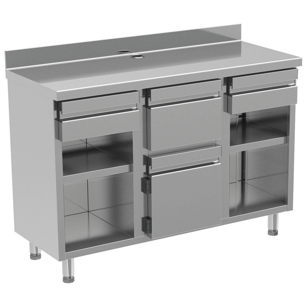 Kaffeemaschinentheke 1500x600 mm mit 2 Schubladen, Kaffeesatzschublade, geschlossenem Schrank