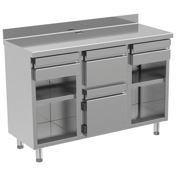 Kaffeemaschinentheke 1500x600 mm mit 2 Schubladen, Kaffeesatzschublade, geschlossenem Schrank
