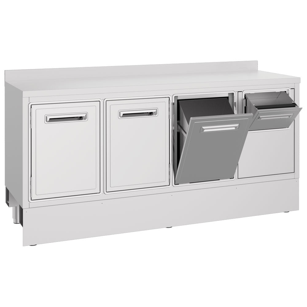 Kaffeemaschinentheke 1950x700 mm mit Kaffeesatzschublade, Abfallbehälter, 2 Türen