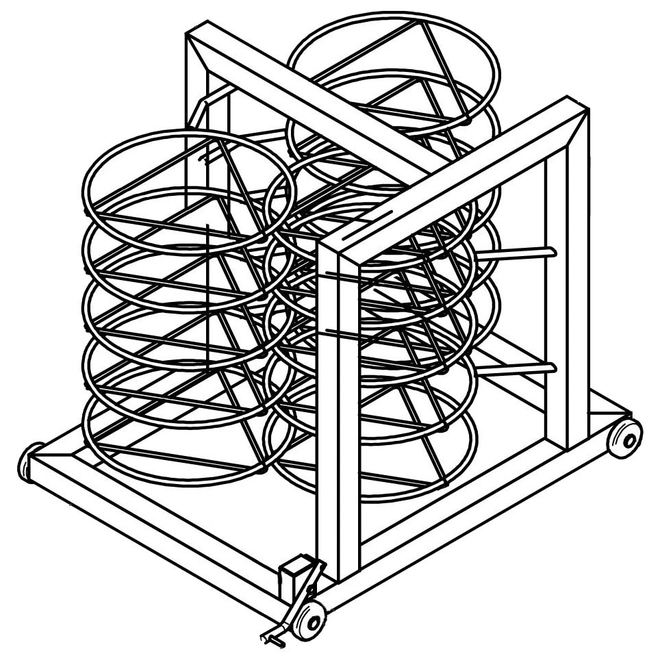 Tellerstapelstruktur für Wagen, 18x ø 310 mm