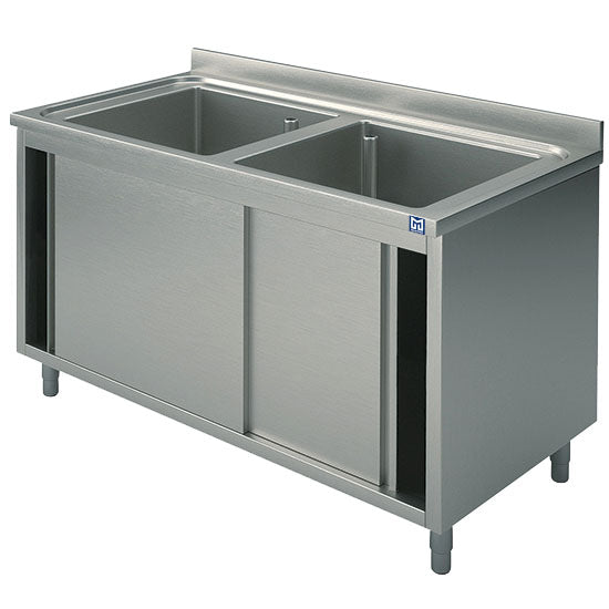 Spülschrank, 2 Becken, mit Schiebetüren, 1200x700 mm