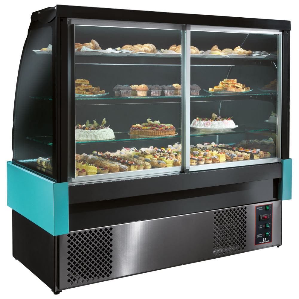 Kühltheke mit 3 Böden, Umluft, +4°/+8°C, B=1804 mm - RAL9005
