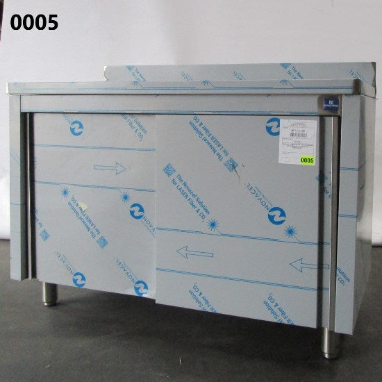 Neutraler Arbeitsschrank mit Schiebetüren und Aufkantung, 1200x600 mm - BESCHÄDIGT